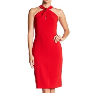 Taylor Twist Neck Crepe Halter Dress